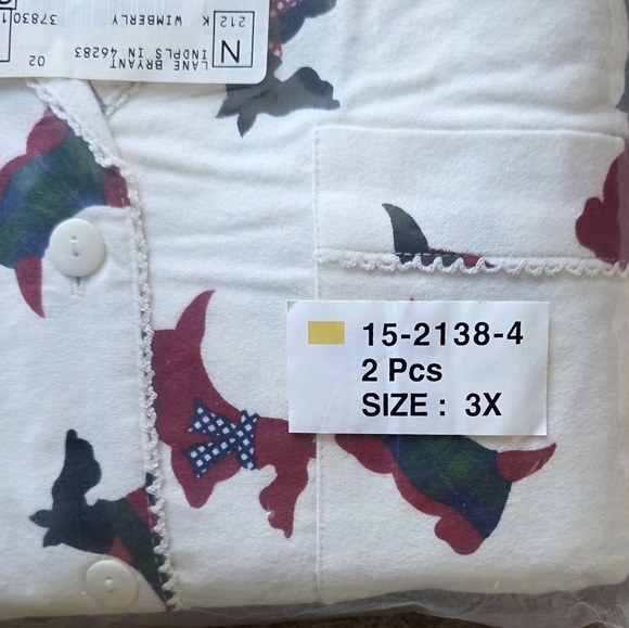 Lane Bryant Dreams & Company Scotty Dog Print Christmas Cotton Pajamas Size 3X - Picture 6 of 6